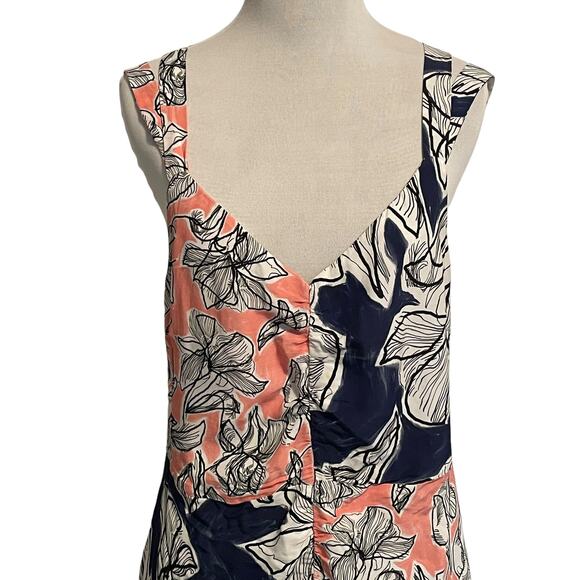 ASOS Mixed Floral Print Dress Womens Size 6 Navy & Pink Patchwork Boho Midi - Picture 3 of 9